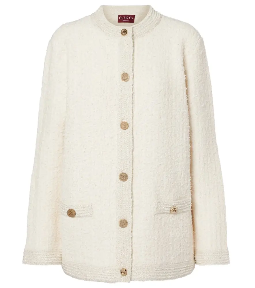 Gucci Wool-blend lamé bouclé cardigan