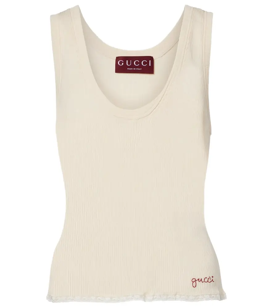 Gucci Ribbed-knit cotton tank top
