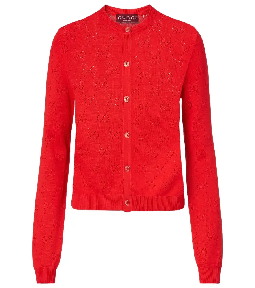 Gucci GG pointelle silk and cotton cardigan