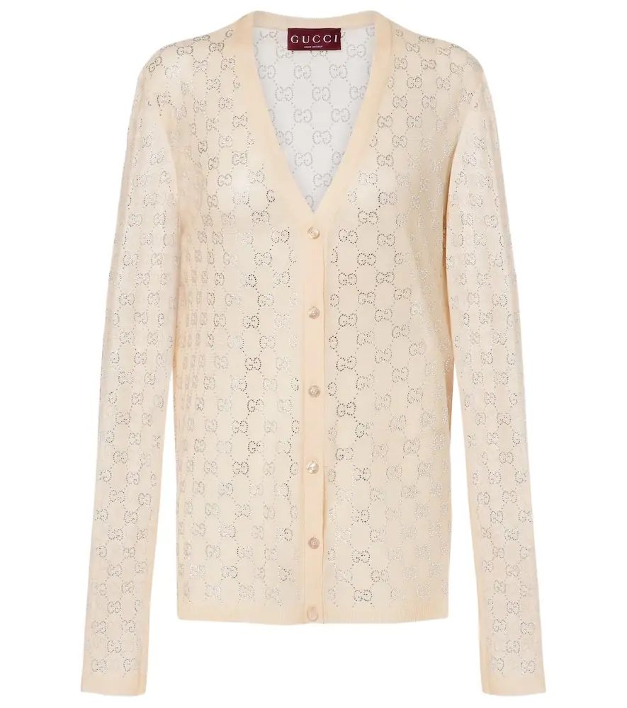 Gucci GG embellished silk cardigan