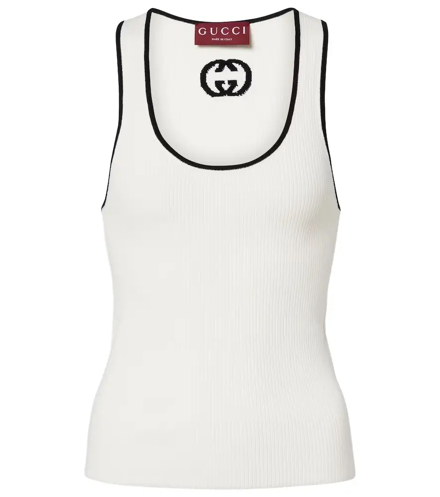 Gucci Ribbed-knit cotton-blend tank top