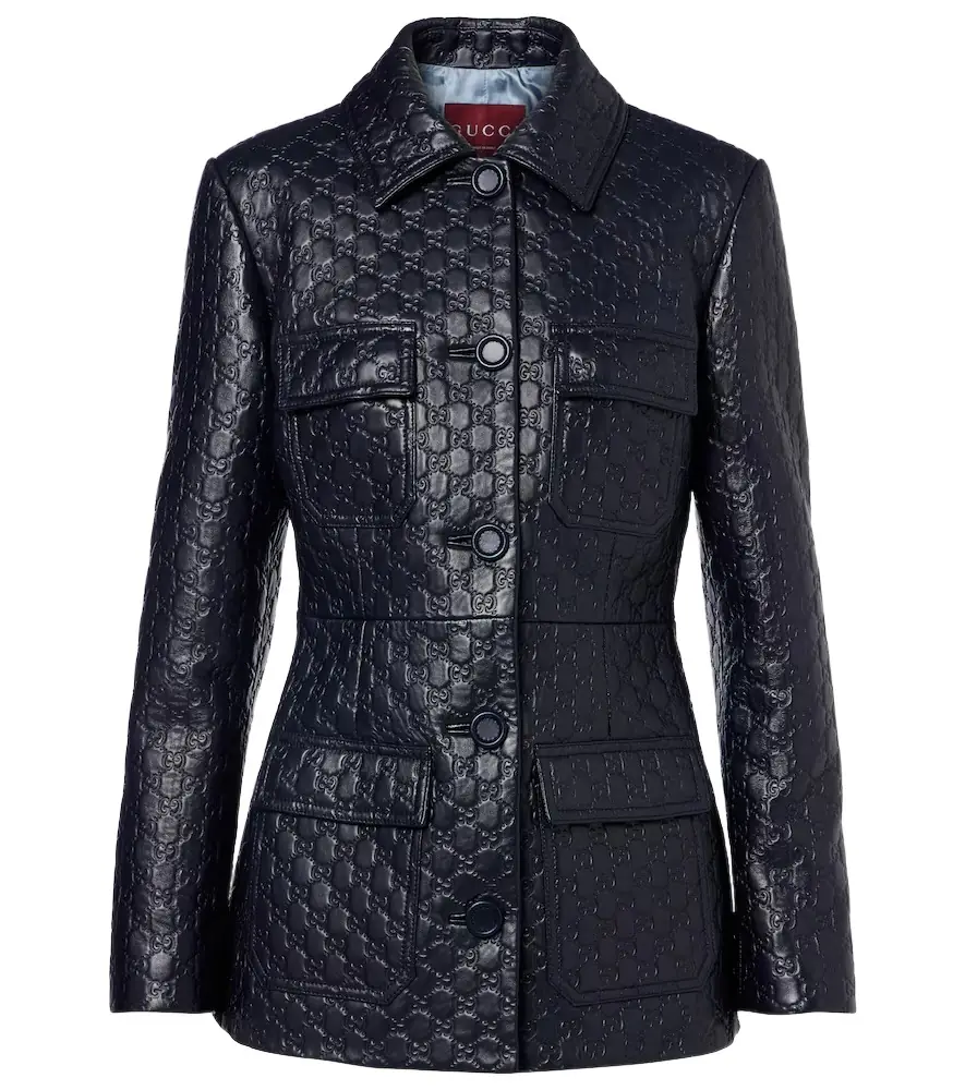 Gucci GG embossed leather jacket