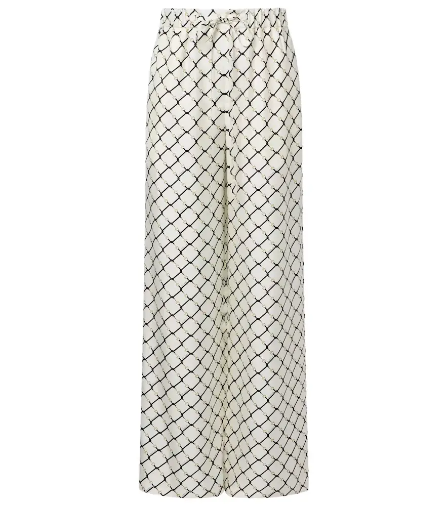 Gucci Horsebit silk twill wide-leg pants