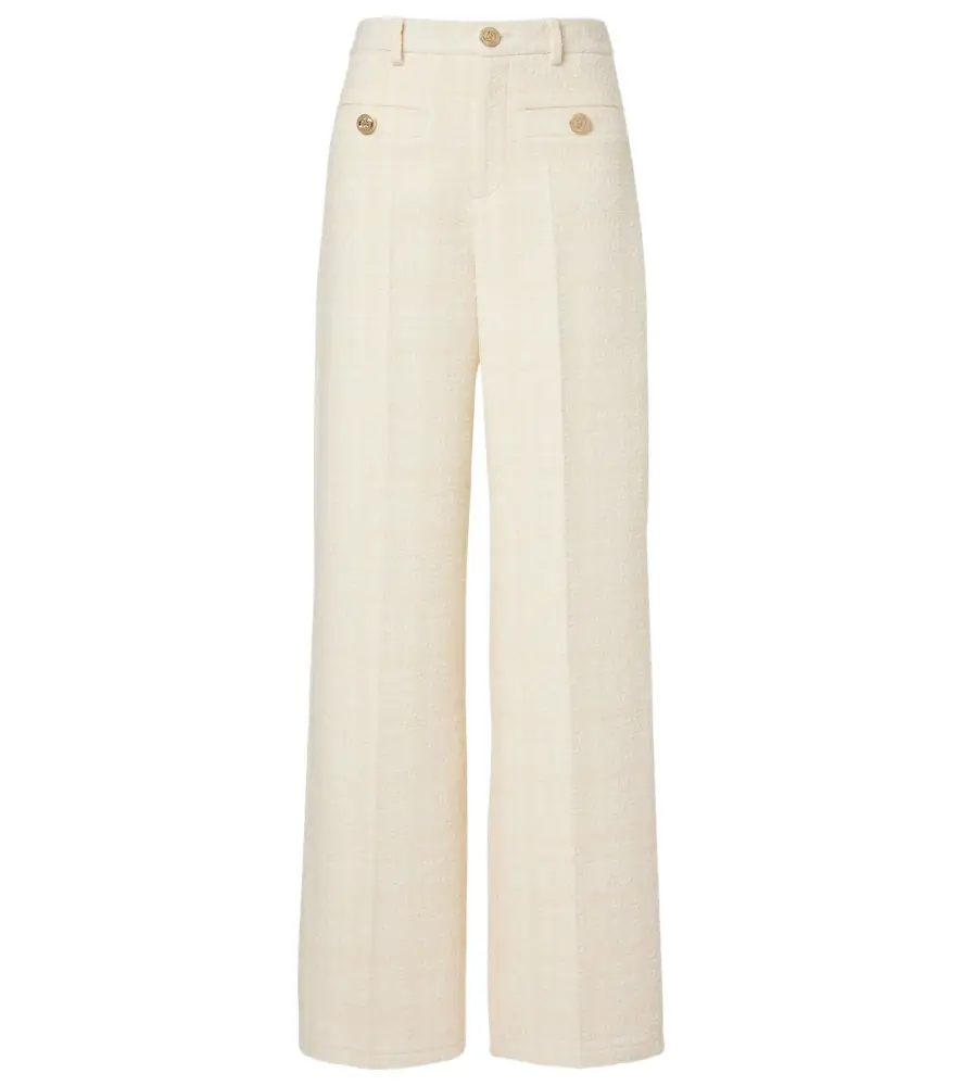 Gucci Checked cotton-blend tweed wide-leg pants