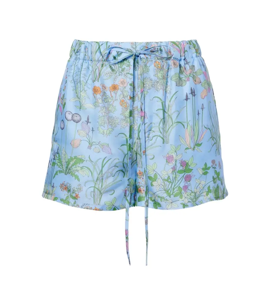 Gucci Floral silk satin shorts