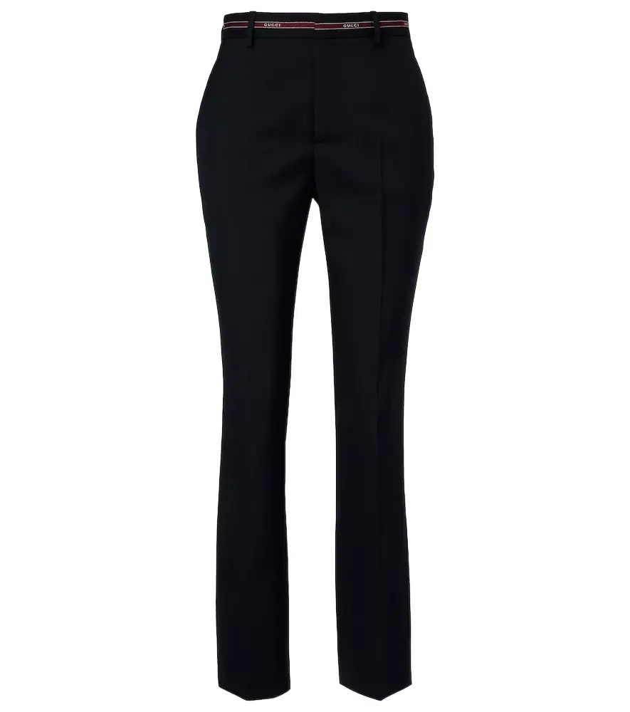Gucci Logo wool straight pants