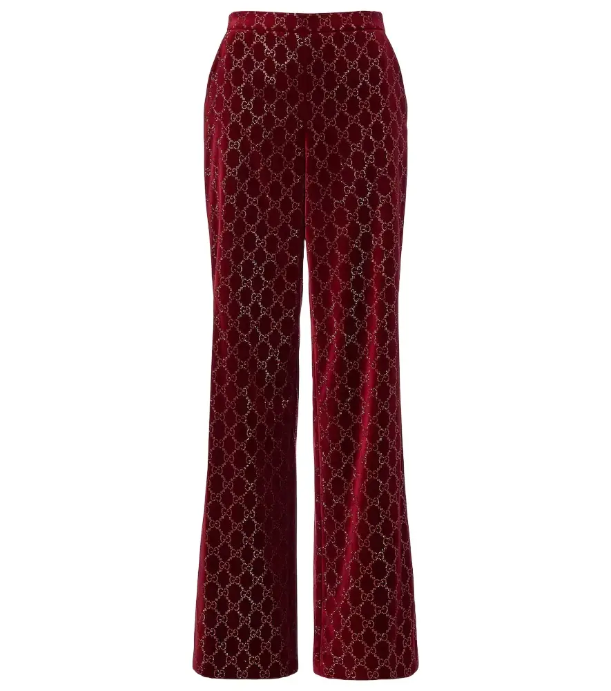 Gucci GG cotton velvet wide-leg pants