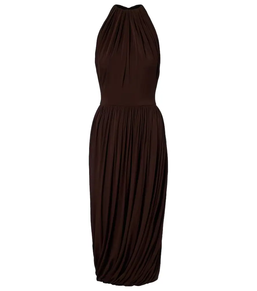 Alaia Alaïa Gathered pleated halterneck midi dress
