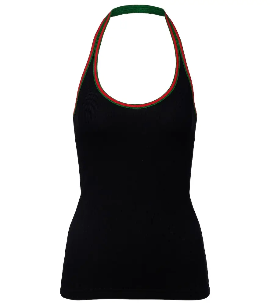 Gucci Web Stripe cotton-blend jersey top