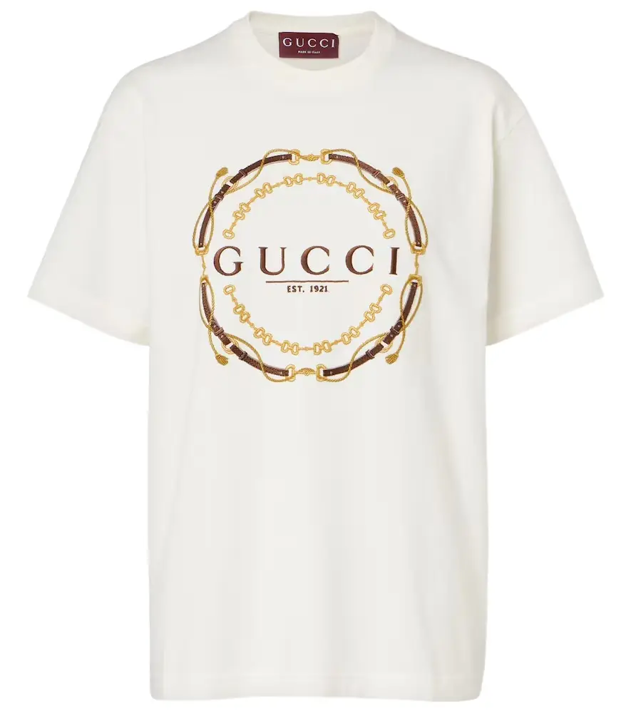 Gucci Logo embroidered cotton jersey T-shirt