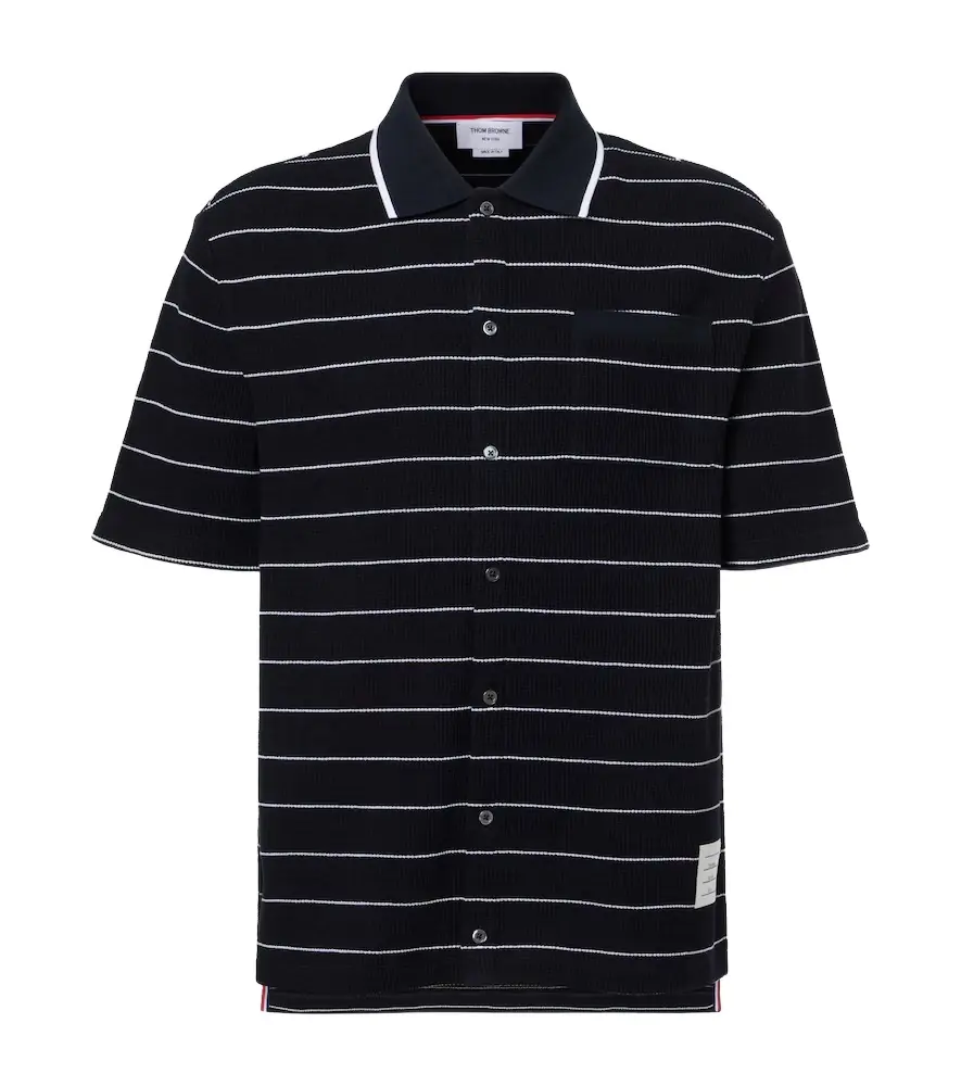 Thom Browne Striped cotton and linen polo shirt