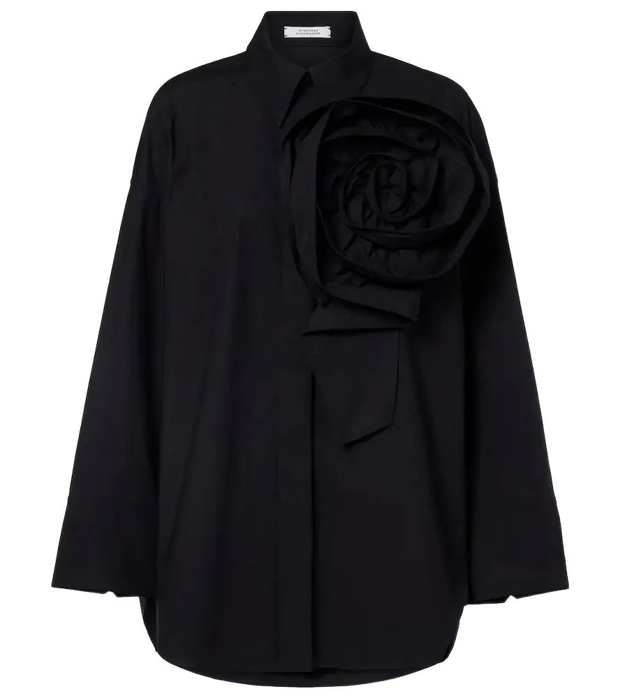 Dorothee Schumacher Floral-appliqué oversized cotton-blend shirt
