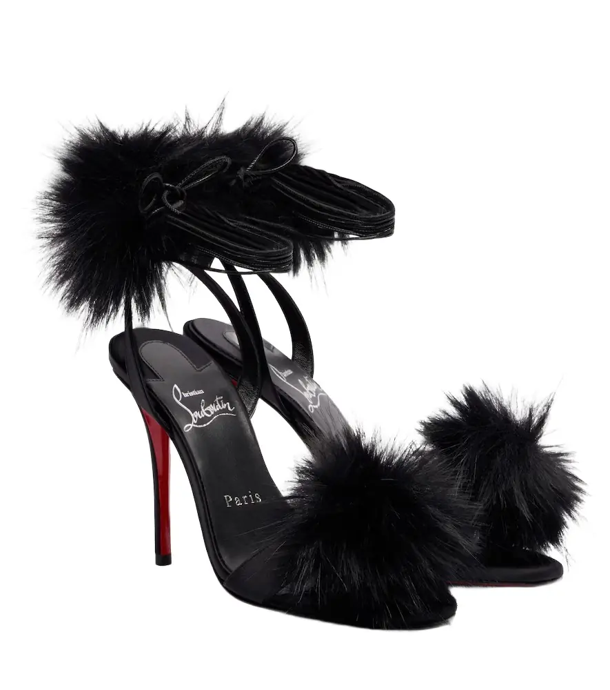 Christian Louboutin Patapompom 100 crêpe satin sandals