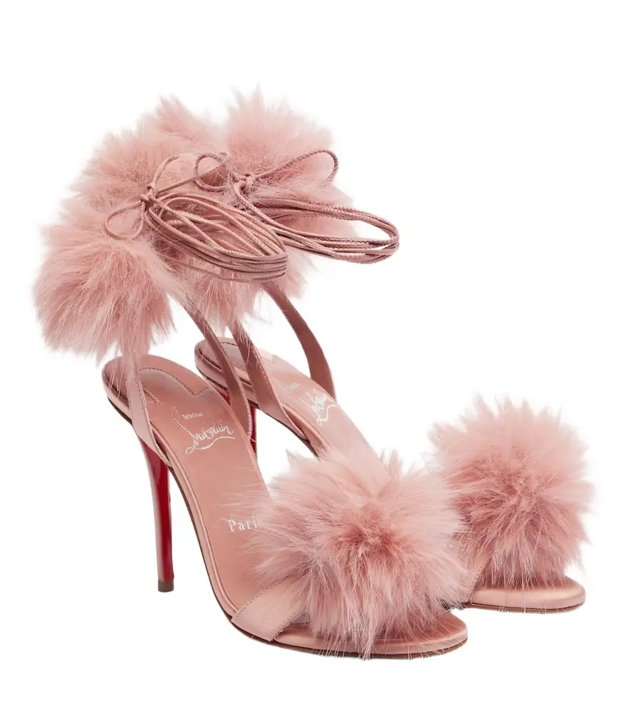 Christian Louboutin Patapompom 100 crêpe satin sandals