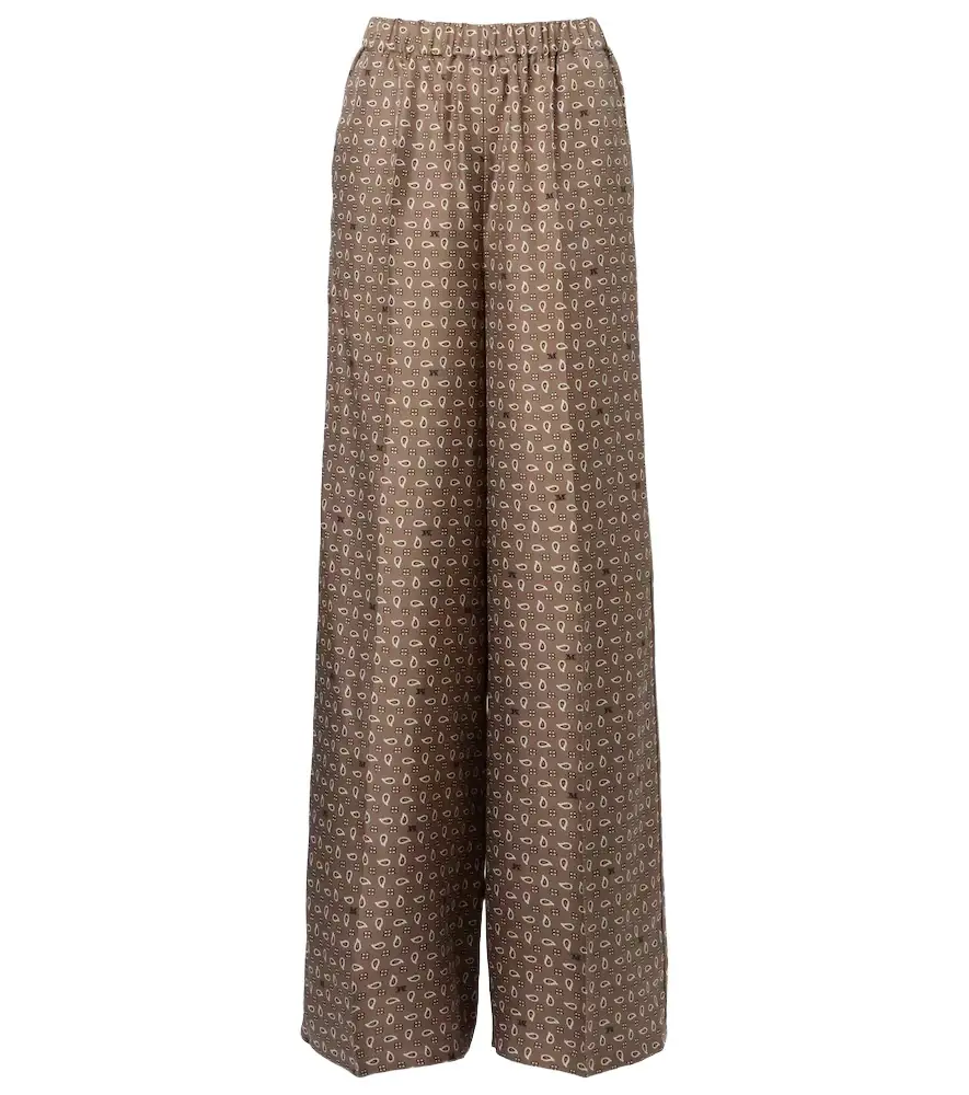 Max Mara Vischio printed silk satin wide-leg pants