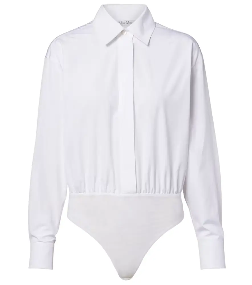 Max Mara Aere cotton poplin and tulle bodysuit