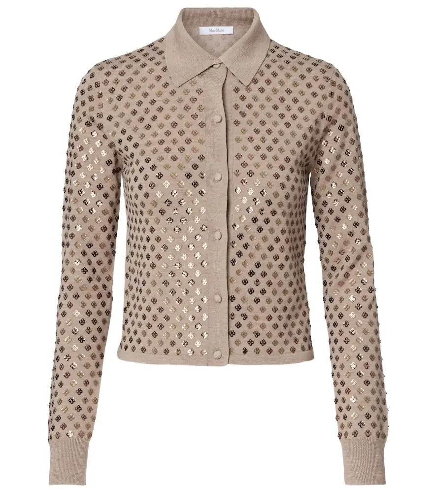 Max Mara Ragno sequined virgin wool cardigan