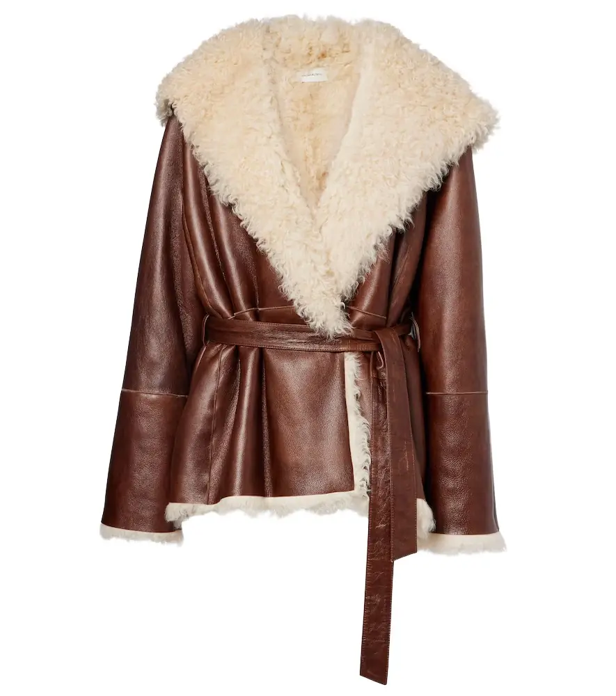Magda Butrym Shearling-trimmed leather jacket