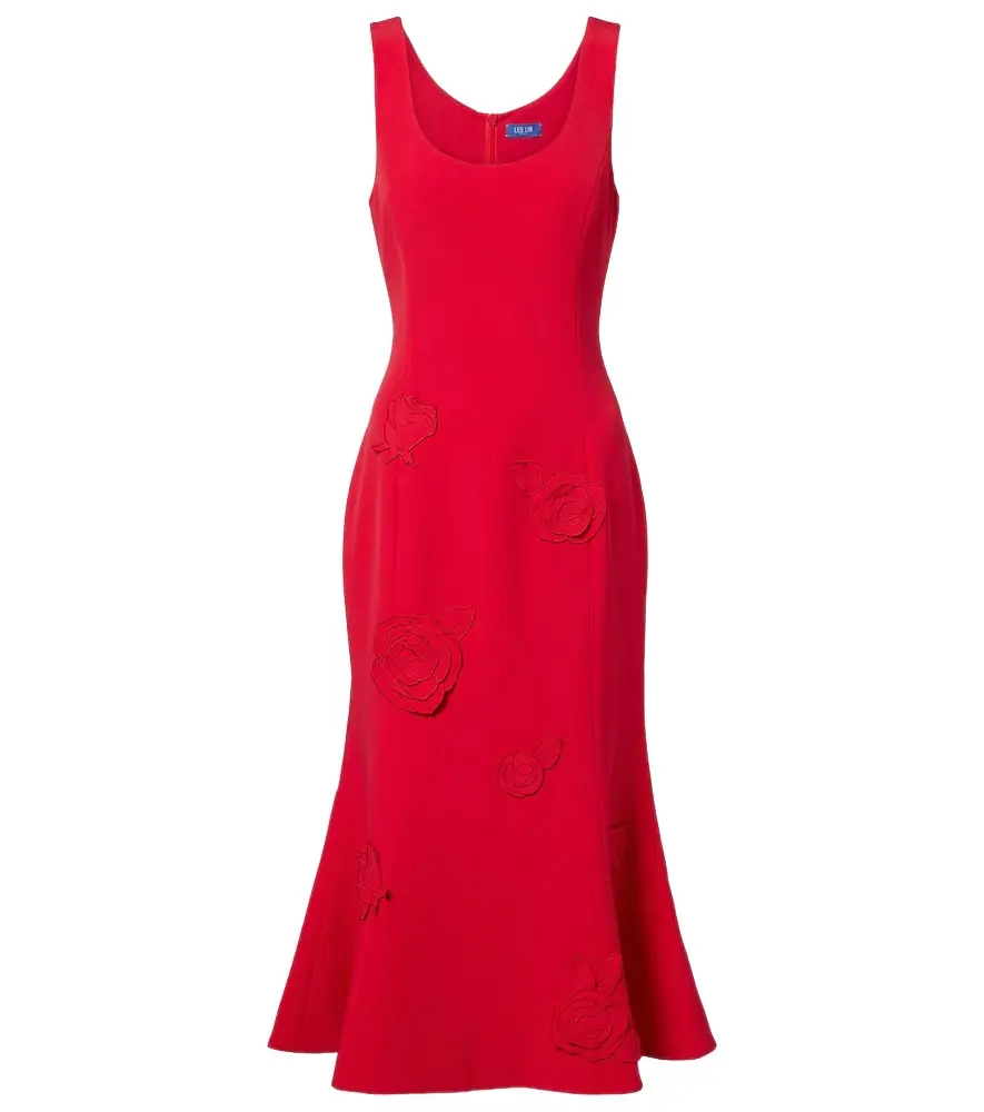 Leo Lin Emily floral-appliqué midi dress