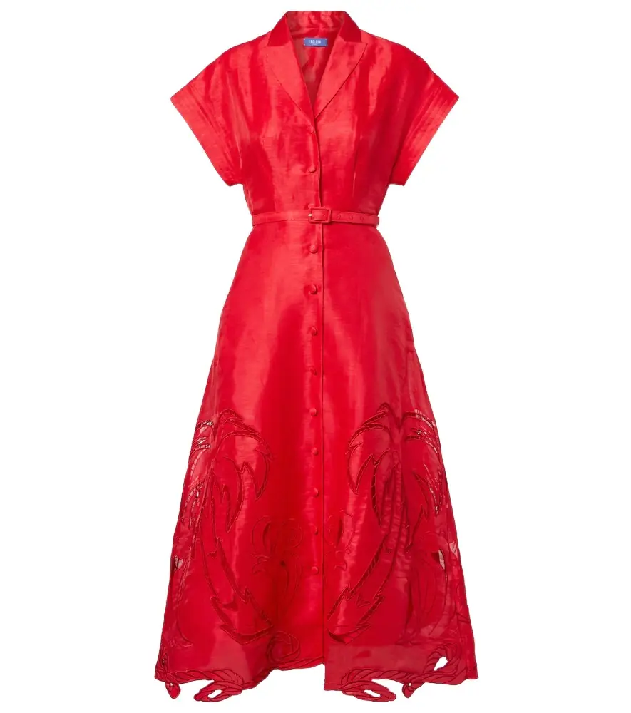 Leo Lin Aubrey linen-blend canvas midi dress