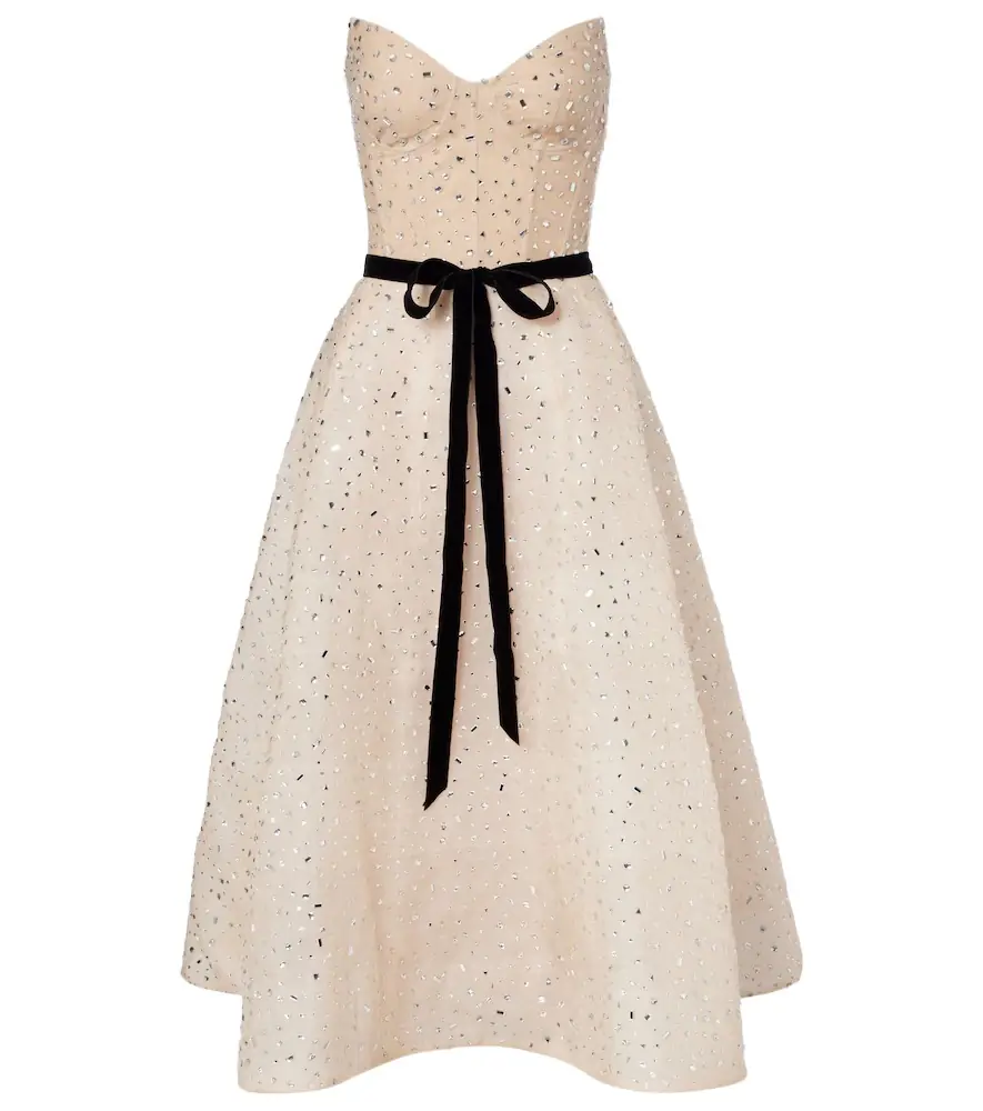 Monique Lhuillier Belted embellished cocktail dress