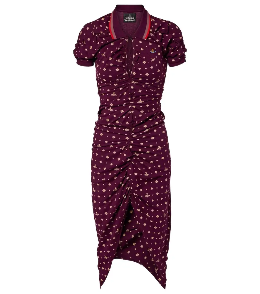 Vivienne Westwood Pulling printed ruched cotton midi dress