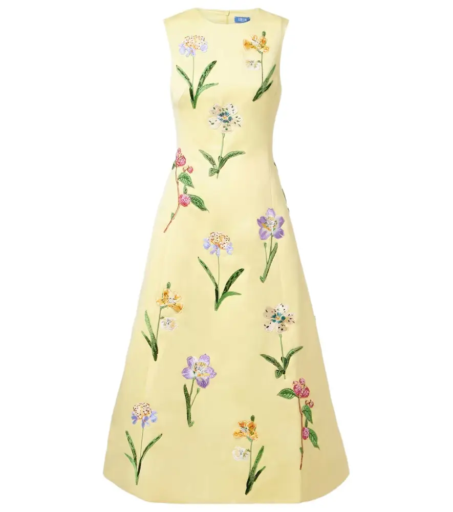 Leo Lin Cleo beaded floral midi dress