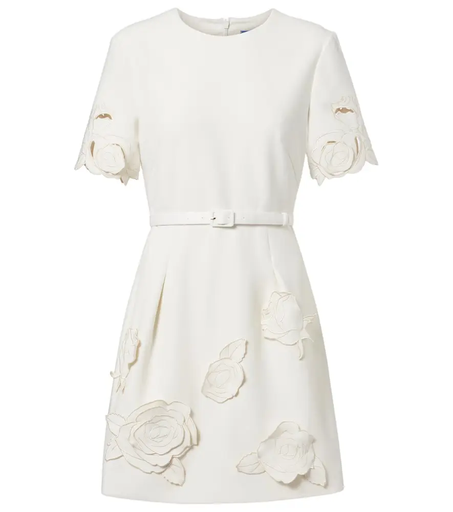 Leo Lin Aurelie belted floral-appliqué minidress