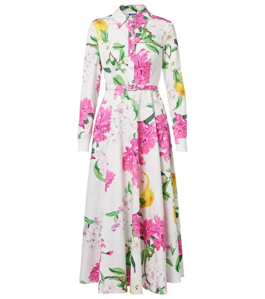 Leo Lin Zara belted printed cotton midi dress