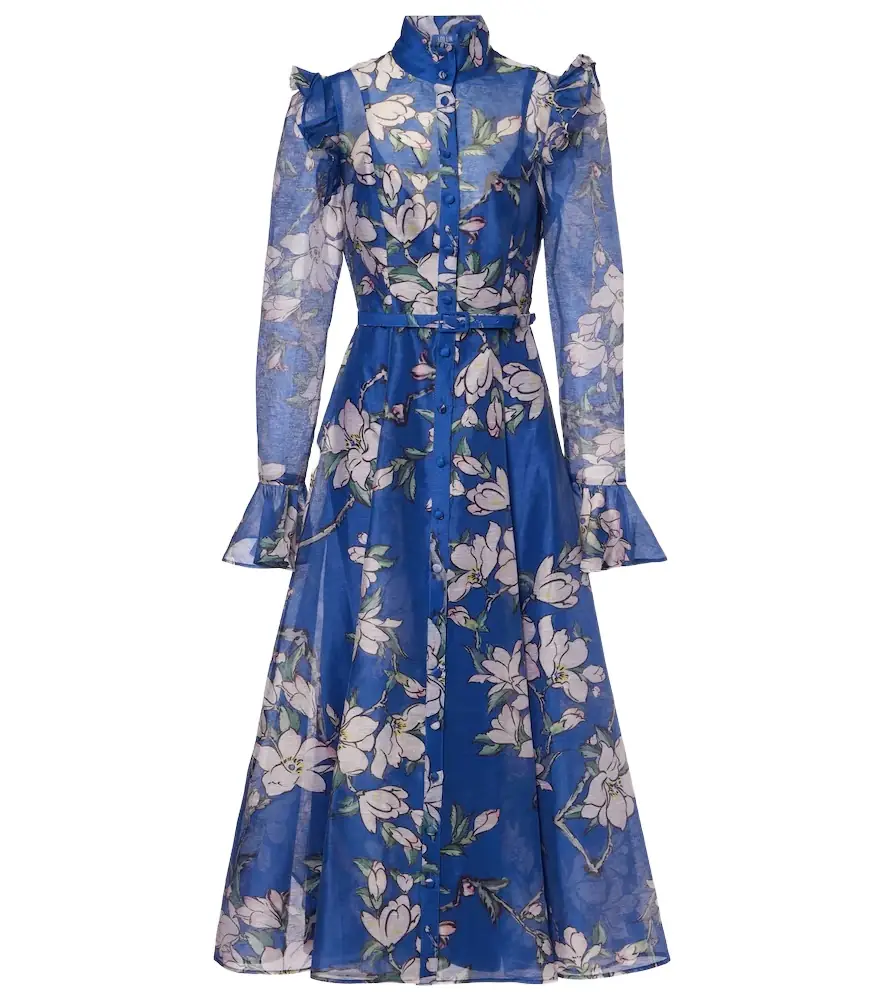 Leo Lin Katrina floral linen-blend midi dress