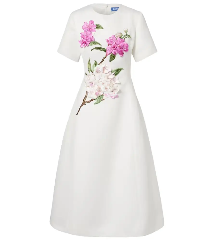 Leo Lin Caroline floral-appliqué midi dress
