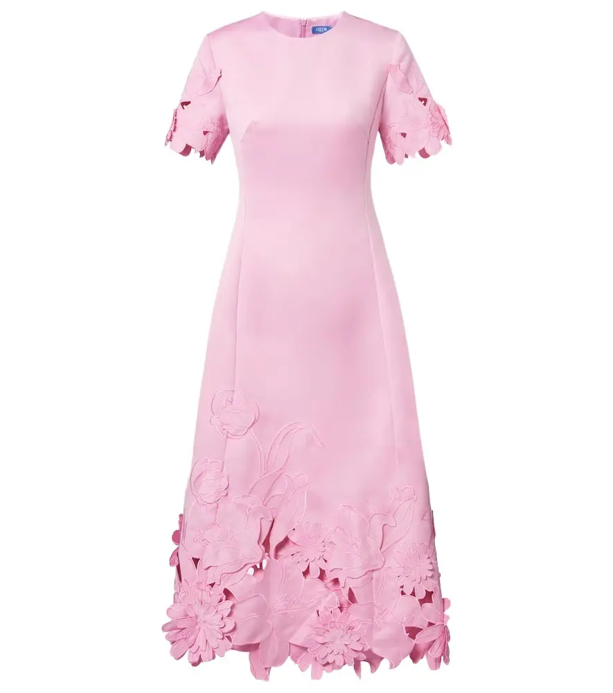Leo Lin Floral-appliqué embroidered cocktail dress
