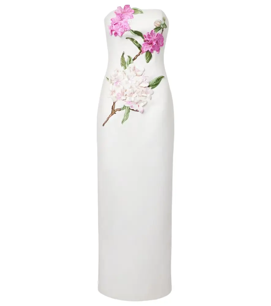 Leo Lin Rayna floral-appliqué bustier dress