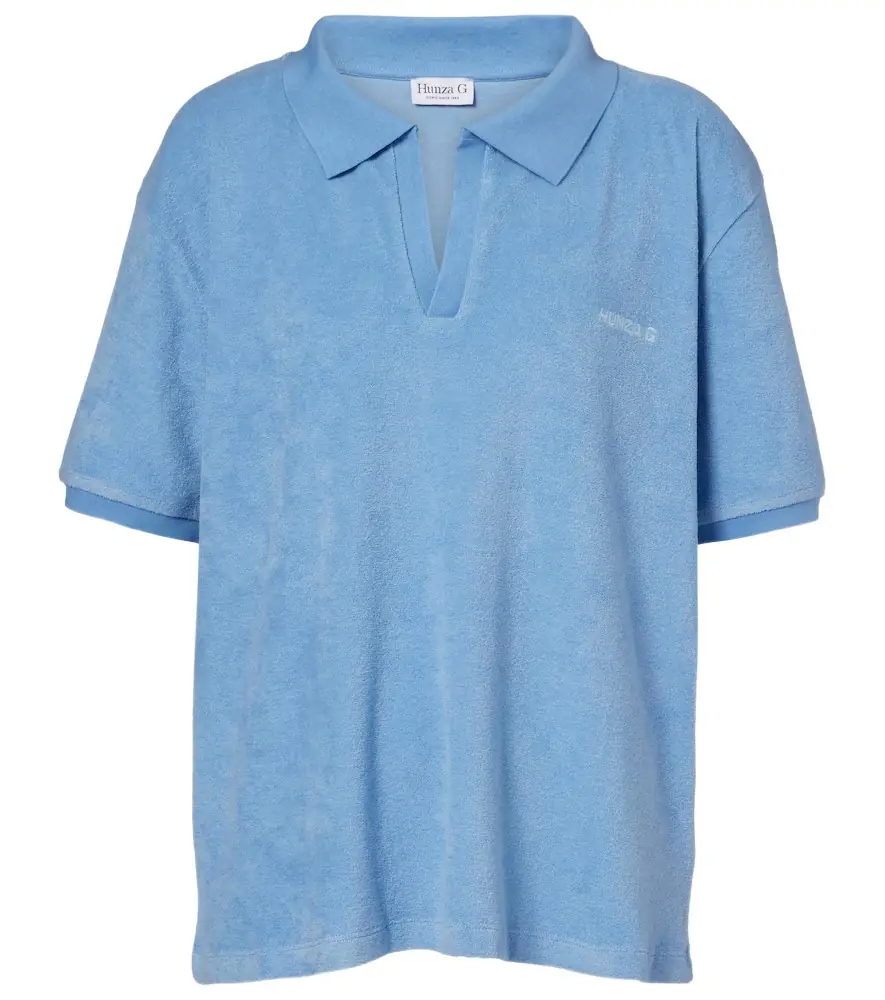 Hunza G Logo cotton terry polo shirt