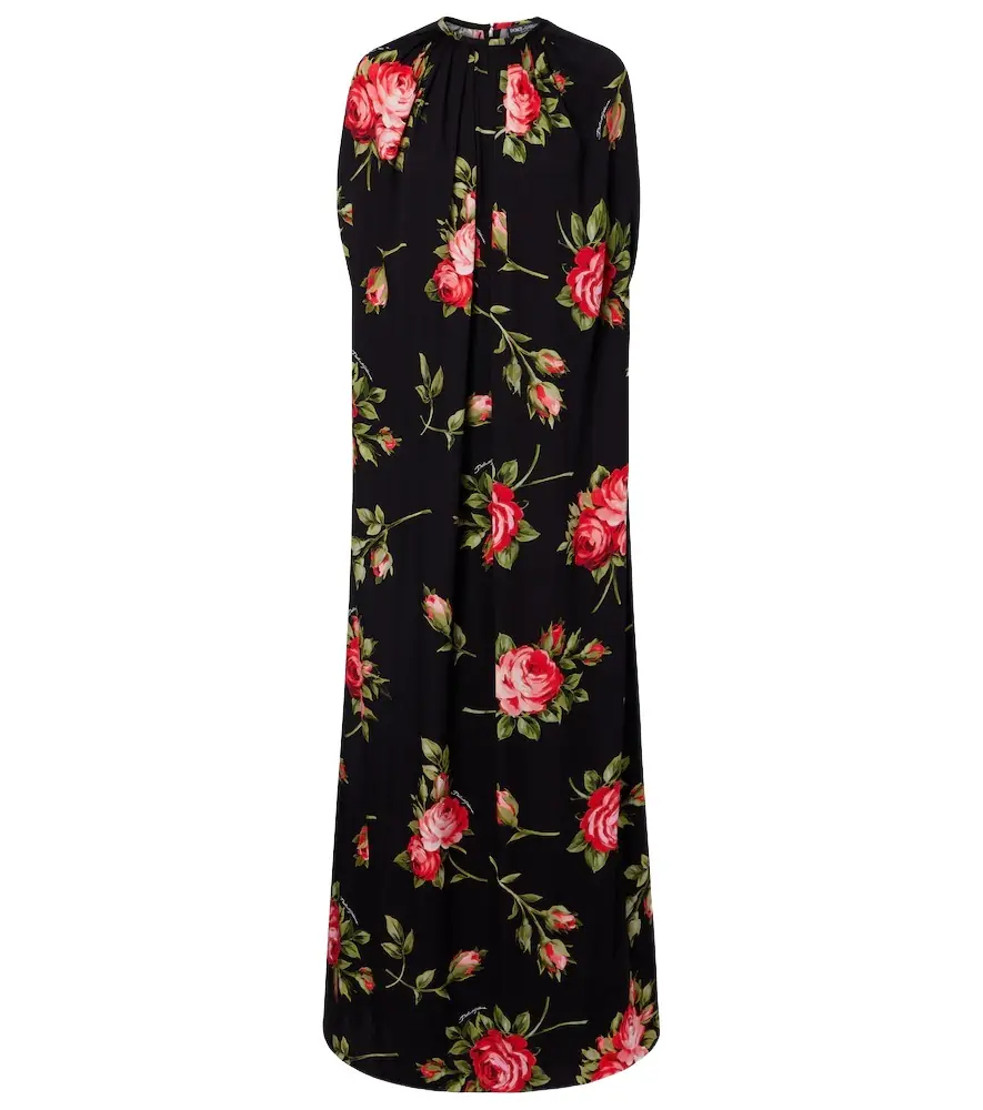 Dolce & Gabbana Floral caped silk-blend gown