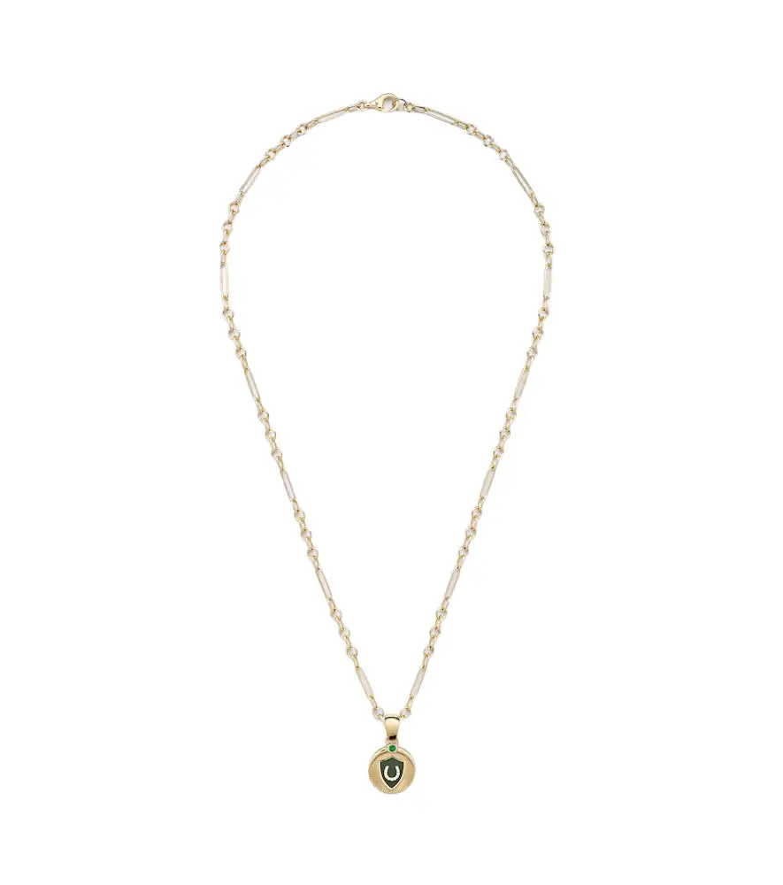 FoundRae 18kt gold necklace with emerald and diamonds