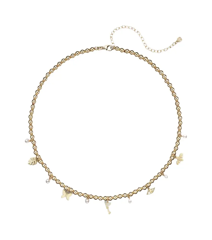 Sydney Evan 14kt gold beaded pendant necklace with pearls