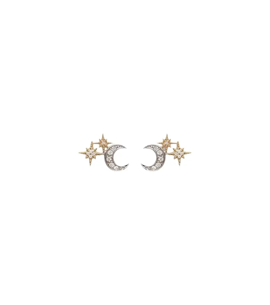 Sydney Evan Moon 14kt gold earrings with diamonds