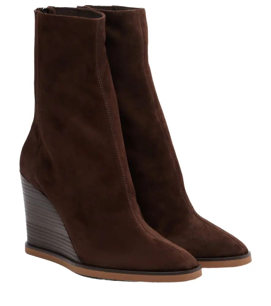 Aquazzura Saint Honoré 85 suede wedge ankle boots
