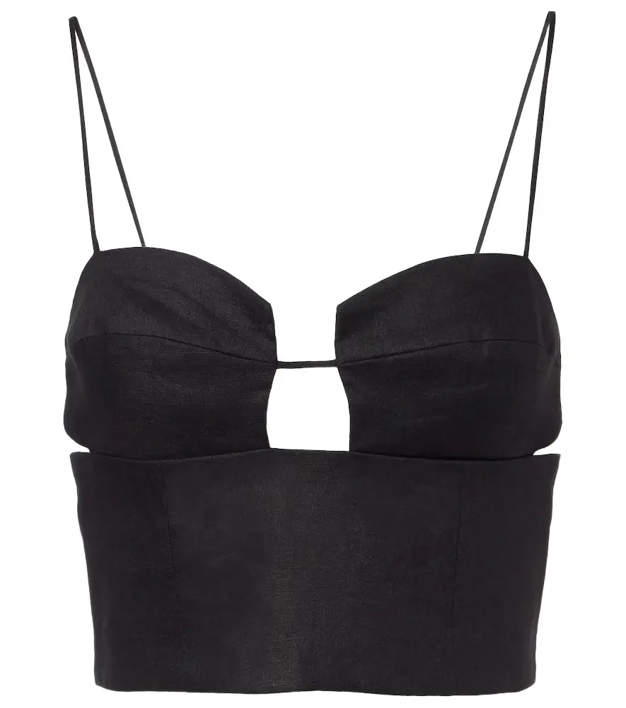 Cala de la Cruz Imperia cutout linen crop top