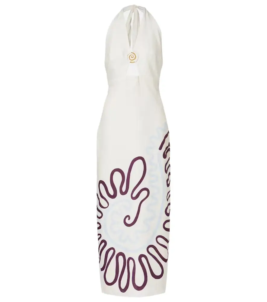 Cala de la Cruz Clara cutout printed linen maxi dress