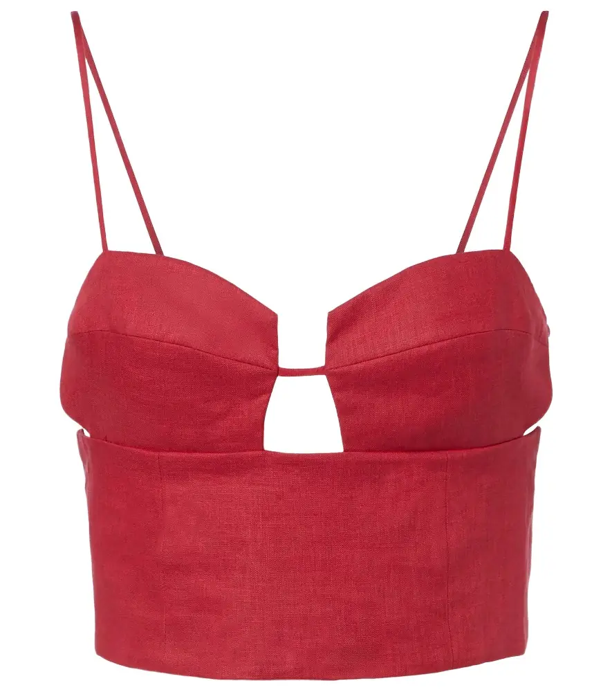 Cala de la Cruz Imperia cutout linen crop top