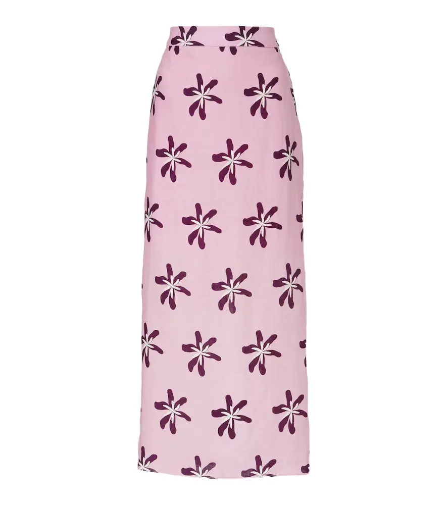 Cala de la Cruz Magda floral linen maxi skirt