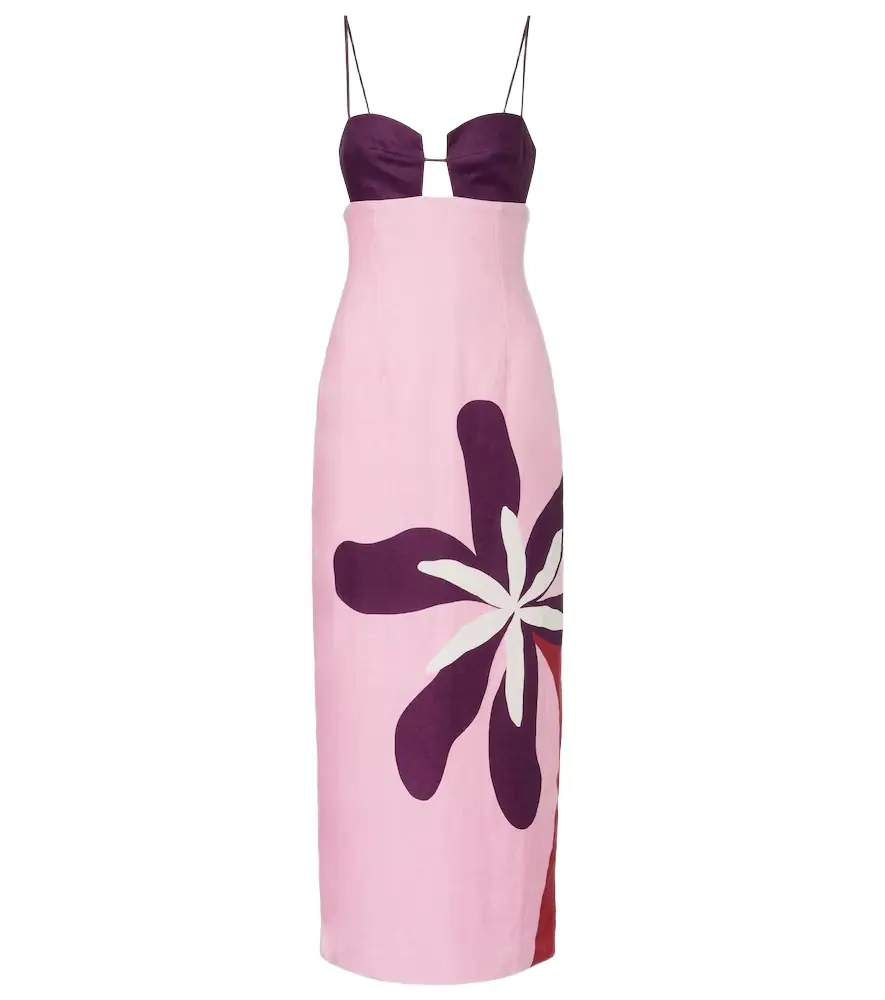 Cala de la Cruz Firenze floral linen midi dress
