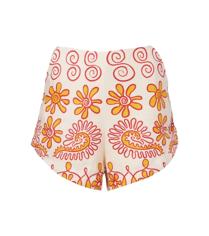 Cala de la Cruz Bahamas printed linen shorts