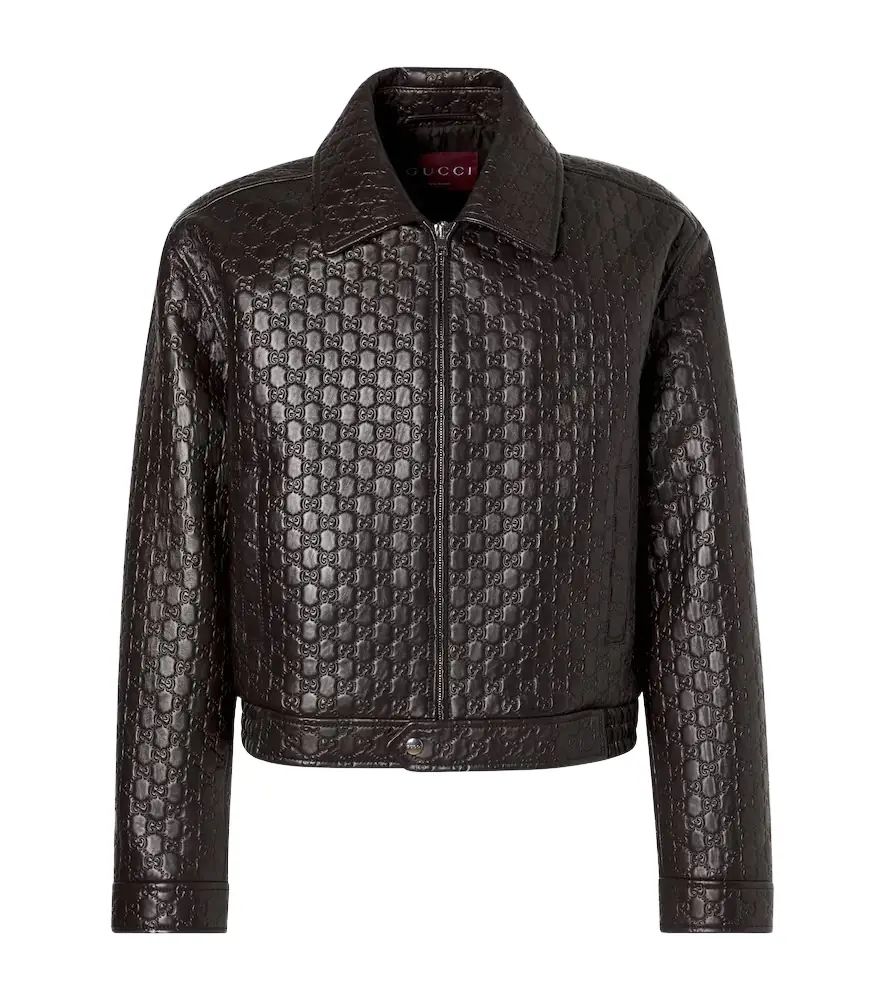 Gucci GG debossed leather blouson jacket