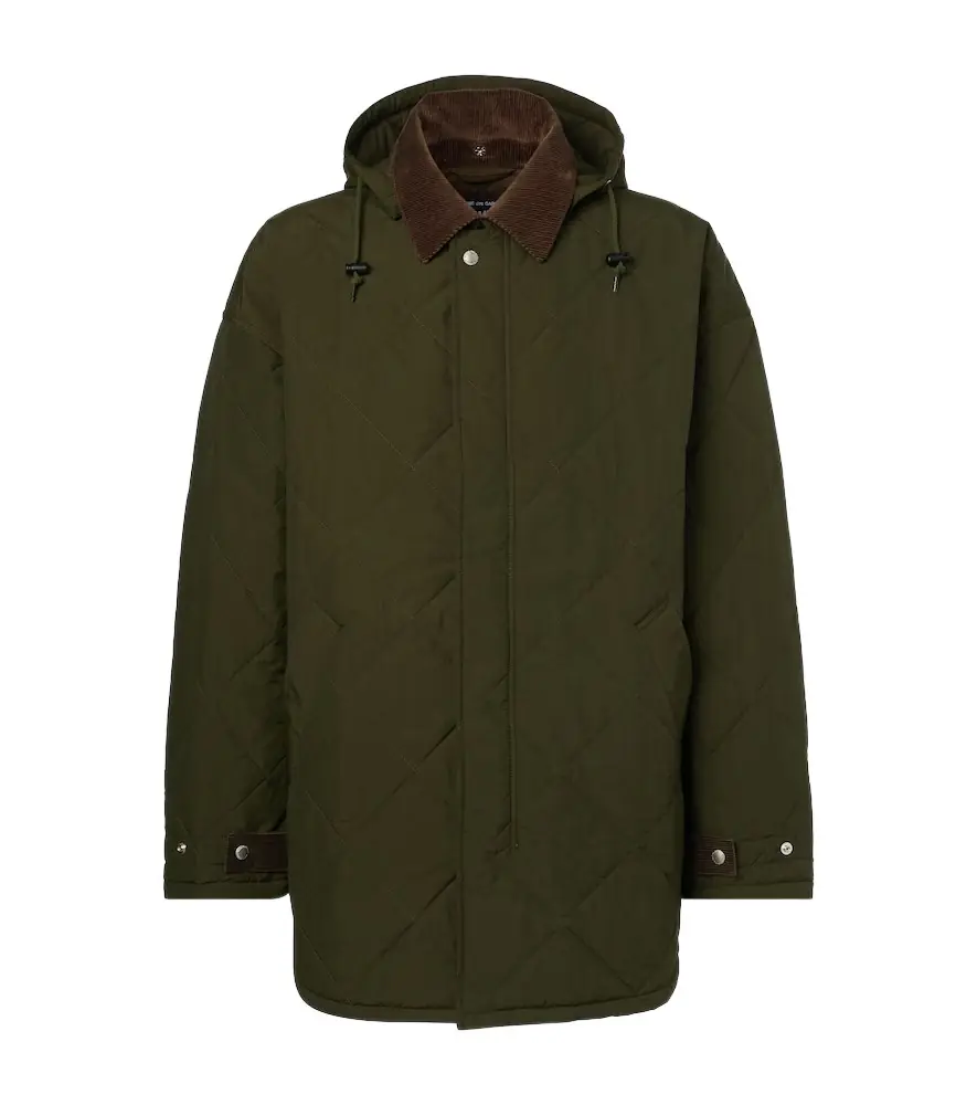 Comme des Garcons Homme Comme des Garçons Homme Corduroy-trimmed quilted hooded jacket