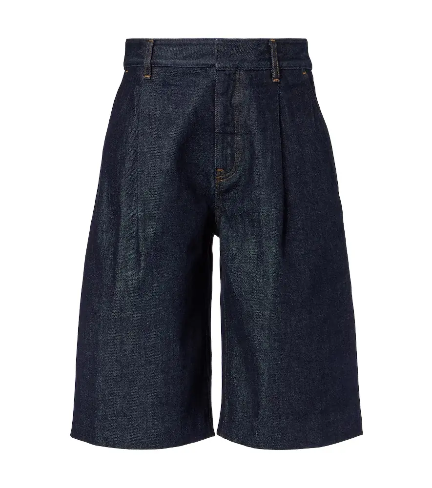Frame Tailored low-rise denim wide-leg shorts