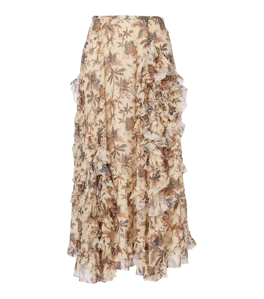 Ulla Johnson Adele printed silk-blend chiffon midi skirt