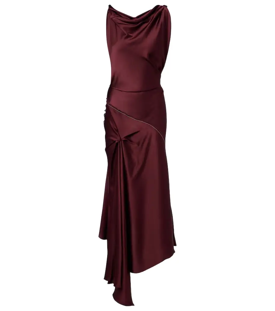 Victoria Beckham Asymmetric draped satin midi dress